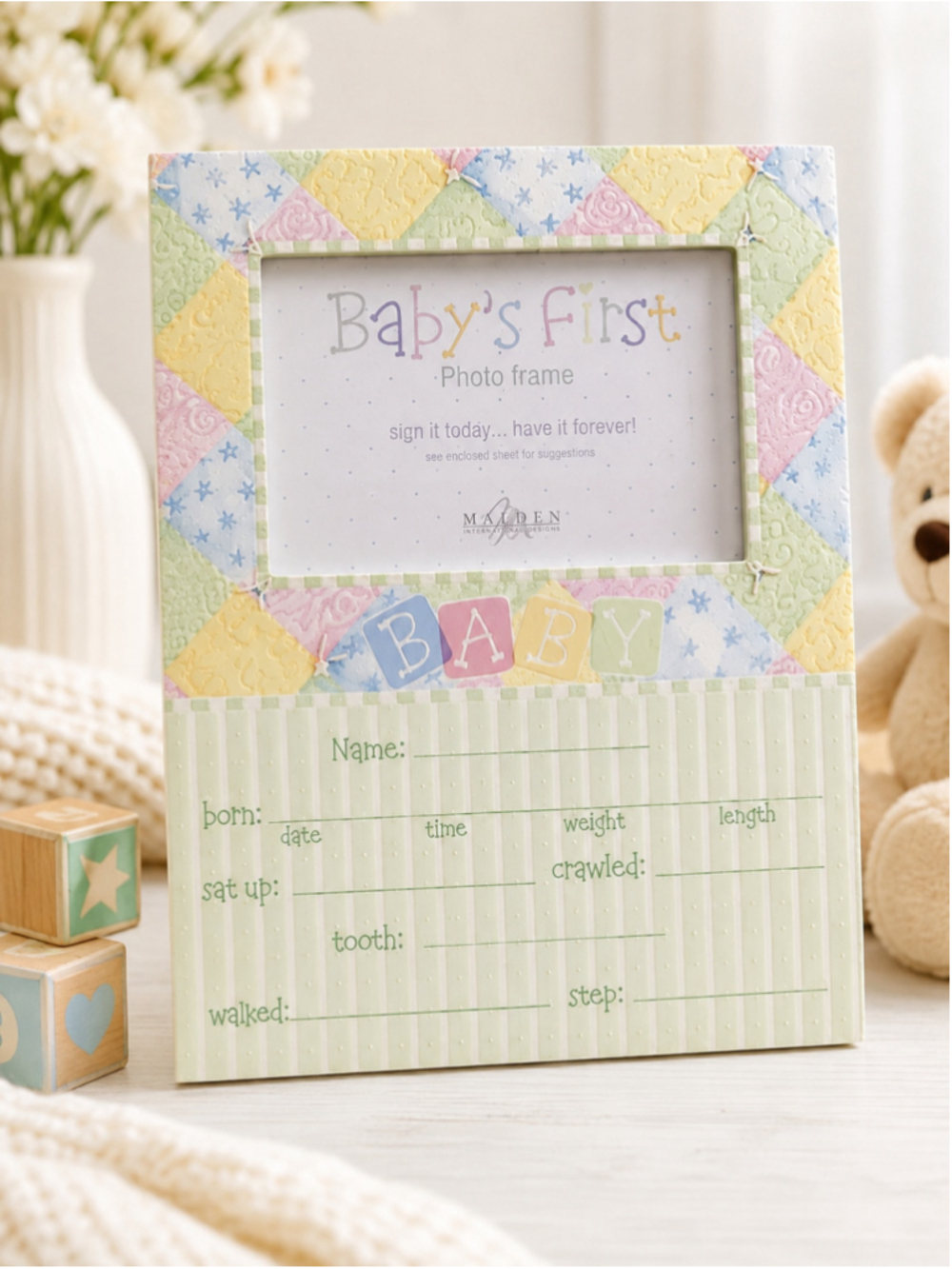 Malden International Designs Baby’s First Photo Frame – Gender Neutral – 10” x 8